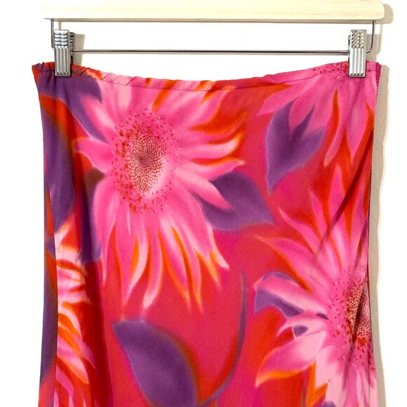 Vtg 90s Y2K Floral Chiffon Maxi Skirt Elastic Waist Whimsical Fairy Festival - Picture 2 of 12